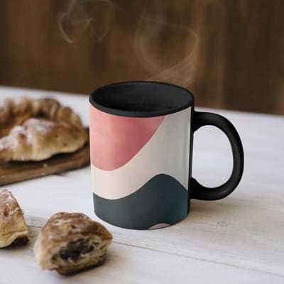 Magische Mok - Foto op Warmte Mokken - Koffiemok - Abstract - Golven - Sierlijk - Roze - Magic Mok - Beker - 350 ML - Theemok