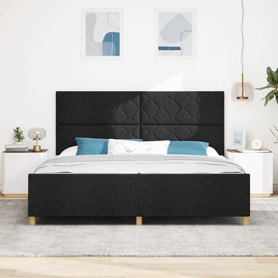 vidaXL - Bedframe - met - hoofdeinde - Zwart - 200 - x - 200 - cm - Stof