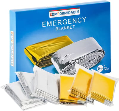 Comformidable® - Reddingsdeken 6 Stuks - Nooddeken Aluminium 160x210CM - Isolatiedeken - Noodpakket voor Thuis - Isoleerdeken - Warmtedeken Nood - EHBO