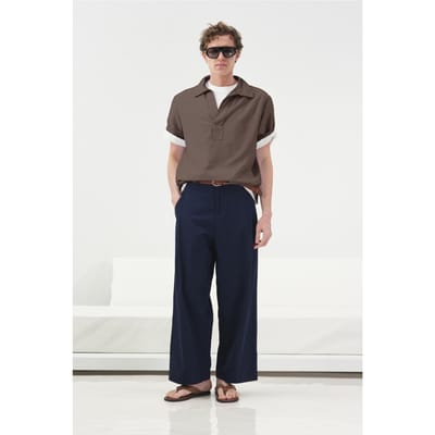 Ontspannen Pasvorm Korte Mouwen Poplin Shirt