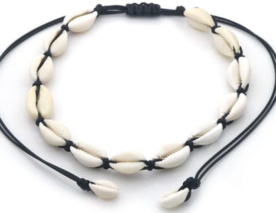 Ketting - Zwart Wit - Schelpen Design - verstelbaar - 45CM