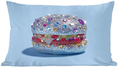 Sierkussens - Kussentjes Woonkamer - 60x40 cm - Glitters - Hamburger - Blauw