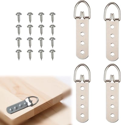 Set van 4 D-ring fotohangers voor zware fotolijsten, muurbevestiging voor foto's en spiegels, inclusief schroeven voor houten frames