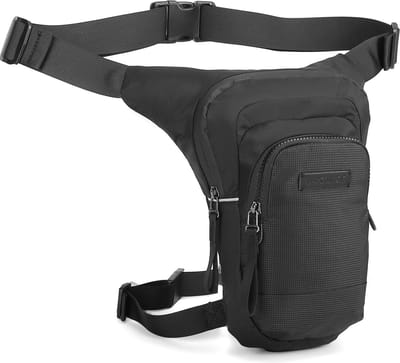 Bagwise® Motor Beentas - Heuptas met Beenband - 4 Vakken - Waterafstotend - Voor Motor, Fiets & Paardrijden - Unisex - 8645 Zwart