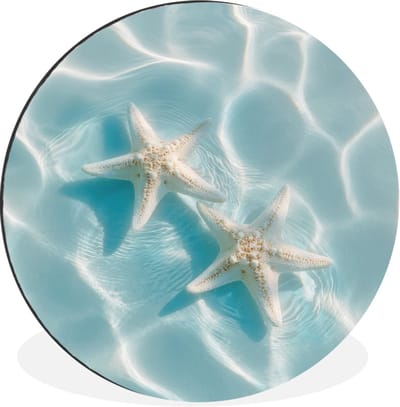 WallCircle - Wandcirkel - Muurcirkel - Zeesterren - Golvend water - Rustgevend - Aluminium - Dibond - 30x30 cm - Binnen en Buiten