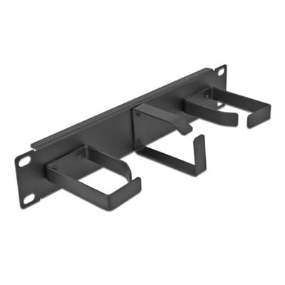 10 inch blindpaneel met 3 kabelogen (G-type) | 2x horizontaal + 1x verticaal | 1U | zwart