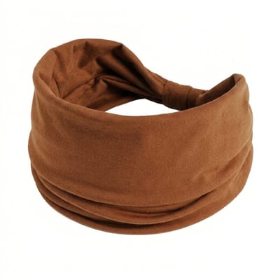 Bruine elastische haarband dames en heren – brede stoffen haarband – rekbare sport en yoga haarband – unisex haar accessoire