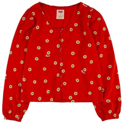 Levi´s ® Kids Woven T-shirt Met Lange Mouwen Rood 10 Years Meisje