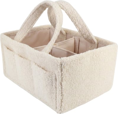 Be Sure Store® Teddy Luiertas Beige met Teddy Speenkoord - Luiertas - Kraamcadeau - Teddy Tas - Baby Organizer - Speenkoord - Teddy - Opbergmand - Verzorgingstas