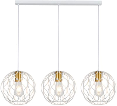 ONDA pendel 3x E27 wit + geborsteld goud