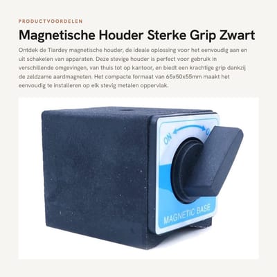 Dailygoods - Magnetische Houder - Sterke Grip - Zwart - Bed Aan/Uit Schakelaar - Ideaal voor Thuisgebruik - 65x50x55mm