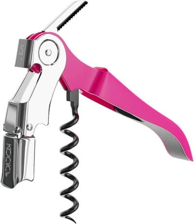 SnelShoppen - Koala Kurkentrekker Roze AC, Ergonomische Kroonopener met Microtandmes en Anti-aanbak-Teflonspiraal voor Feest, Keuken, Camping en Tuin,