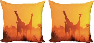 ABAKUHAUS Decoratieve kussenhoezen in oranje en zwart, set van 2, moderne accenten, dubbelzijdige digitale print, 40x40 cm, oranje/donkeroranje