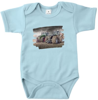 Romper met donkergroene tractor - Blauw - 62