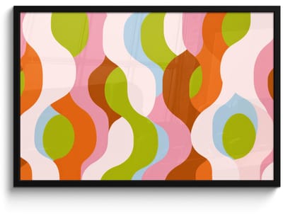 Poster in lijst - Fotolijst 90x60 cm - Posters - Abstract - Vormen - Roze - Posterlijst zwart - Decoratie - Wanddecoratie woonkamer - Muurdecoratie slaapkamer