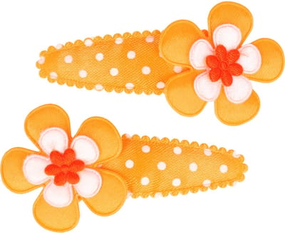 Haarsoires Haarspeld Klikklak 6,5cm - Bloem Stippen Print - Oranje - Set van 2 - Haarclip Speldjes - Makkelijk in Gebruik - Haaraccessoires voor Volwassenen & Kinderen - Hair Clip - Decoratieve Haaraccessoire