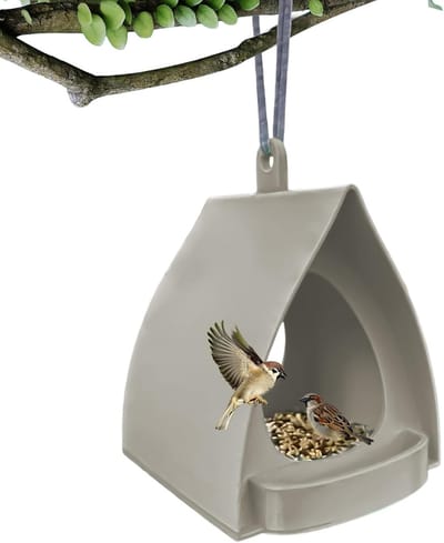 Vogelvoederhuis - Voederstation Tuin - Vogels Voeren - Weerbestendig Ontwerp - 26.7 x 20.9 x 14.4 cm - Grijs