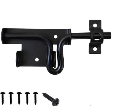 Heavy Duty Poortslot met Handvat - Vergrendelingsmechanisme voor Houten Poorten, Dubbelzijdige Schakelaar met Hangslot - 15.5cm, Buiten Barn Fence Tuindeur Slot