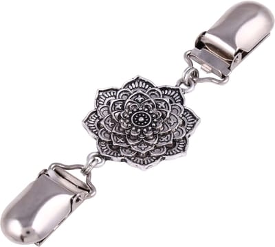 Fako Bijoux® - Vestsluiting - Vestclip - Sjaalspeld - Vestklem - Lotusbloem - Zilverkleurig