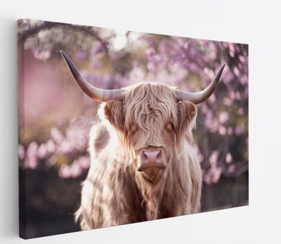 Saammp Canvas Schilderij - Schotse Hooglander Koeien met bevroren Hoorns - Winter - Landschap - Dieren - Natuur - 60x40 - Foto op canvas - Wanddecoratie - muurdecoratie Woonkamer - Slaapkamer decoratie - Canvas Print