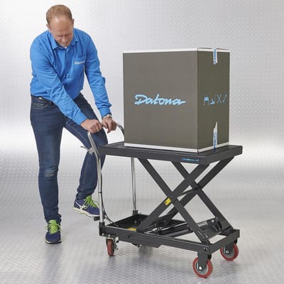 Datona® Heftafel - Verrijdbare hydraulische Tafel 300 kg - Schaarlift met voetpedaal snelbediening - Hoogte 26-71 cm - Plateau 82x52 cm - Zwart