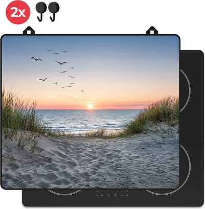 KitchyMist Inductie Beschermer 60x52 cm - Strand en Duinen - Kookplaat Beschermer - Afdekplaat voor Kookplaat - Inductie Mat - Spatscherm Achterwand Keuken