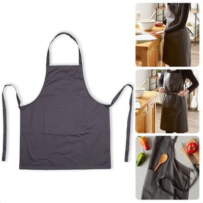Kookschort - 100% Katoen - Keukenschort 75x80 cm - Wasbaar - Horeca Sloof Met Zak - Inclusief EBOOK