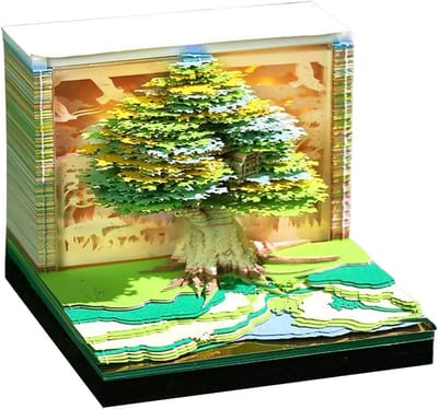 3D Memo Pad - Tijdstuk Kalender - Bureau Decoratie - Boomhut Vorm - 8.5 cm Hoog - Multicolor