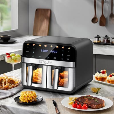 uJOY Airfryer - Met dubbele mand - 8 automatische programma’s - Veilig in gebruik - Instelbare temperatuur (80°C – 200°C)