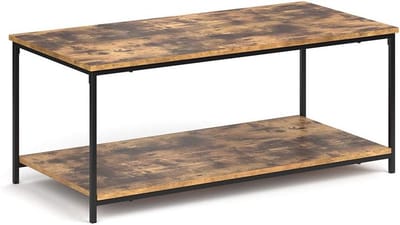 Moderne Salontafel in Rustiek Eikenlook met Zwart Metalen Frame 108 cm