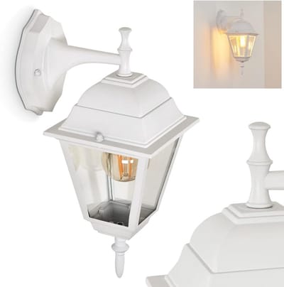 Klassieke Buitenwandlamp Wit Metaal en Glas IP44 - Geschikt voor Ingang en Tuin