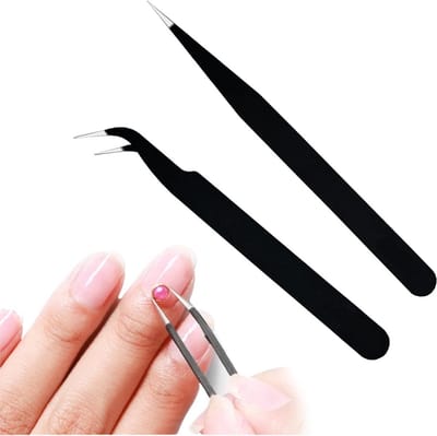 2x Precisie Pincet Set - ESD Veilig Gebogen & Puntig - RVS voor Elektronica, Sieraden & Hobby