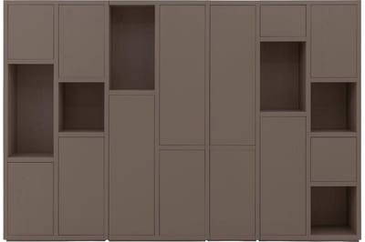 Goossens Wandmeubel Granada, 13 Deuren 6 Open Vakken - Hout Bruin