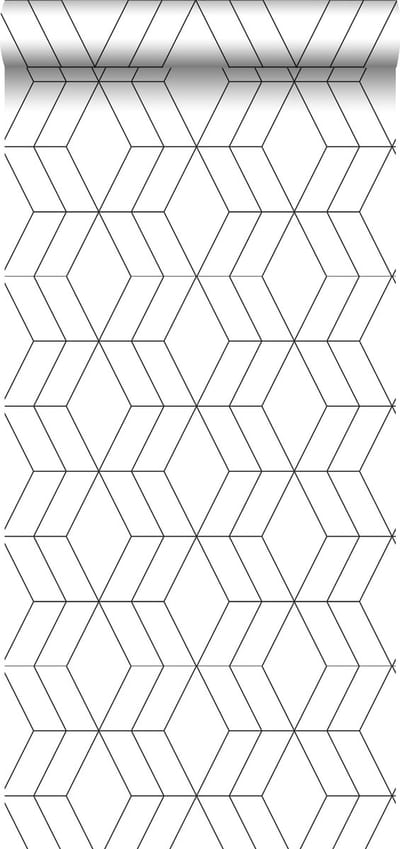 ESTAhome behang art deco motief wit en zwart - 53 cm x 10.05 m - 139149
