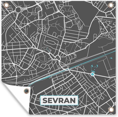 Tuin poster Sevran - Frankrijk - Kaart - Stadskaart - Plattegrond - 200x200 cm - Tuindoek