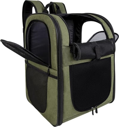 Huisdierendraagzak - Comfortabele Rugzak voor Honden en Katten - Ventilerende Draagtas met Veiligheidsgordel - Verstelbare Riemen - Duurzaam en Gemakkelijk te Reinigen - Ideale Oplossing voor Wandelen, Reizen en Boodschappen