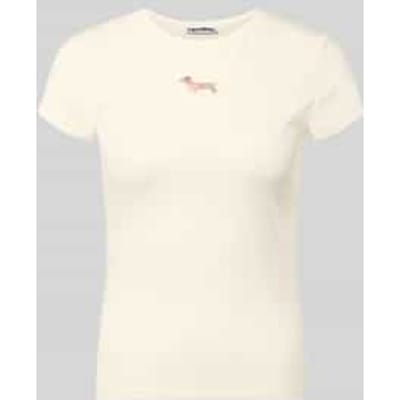 T-shirt met motief-stitching en ronde hals