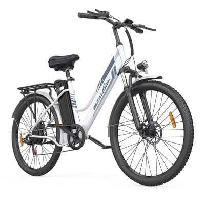 ZAZAWORK C26 Pro Elektrische Fiets voor Vrouwen, 36V 20Ah Verwijderbare Batterij wit