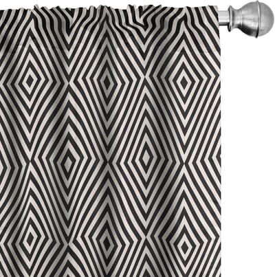 ABAKUHAUS Gestreepte Gordijnen – 2x75x175 cm – Microvezel – Halfschaduw, Roedezak – Eierschaal/Koksgrijs