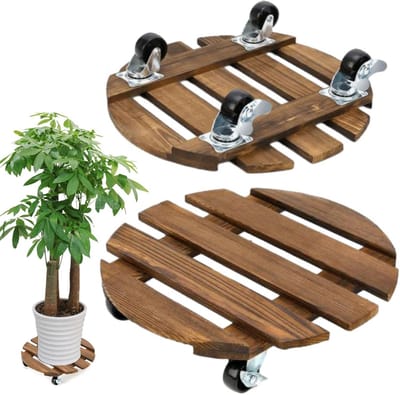 Ronde Plantenroller Set van 2 - 35 x 35 cm - Draagkracht tot 100 kg - Perfect voor Bloempotten en Buitenplanten