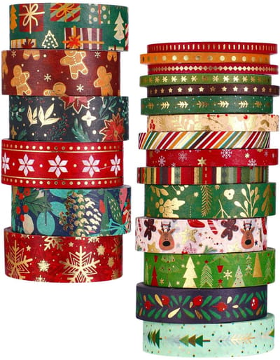 JeiibrZui Kerst Washi Tape - Herfst Washi Tape - Decoratieve Tape Voor Knutselwerkjes - 21 Rollen - Feestdecoratie Veelkleurig