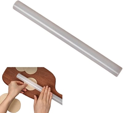 Plastic deegroller - Deegroller - Bakdeegroller - Massieve deegroller - Gemaakt van kunststof - Gemakkelijk schoon te maken - Bakgereedschap - 2,5 x 2,5 x 30 cm - Geschikt voor bakken, pizza, pasta, deeg, koekjes - wit