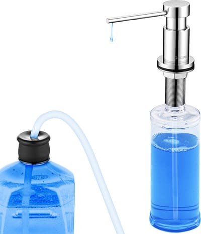 CECIPA max 300ML zeepdispenser keuken inbouw Chrom - gootsteen wasmiddel dispenser - 360 ° rotatie zeepdispenser - 1,2 m verlengslang - Chrom
