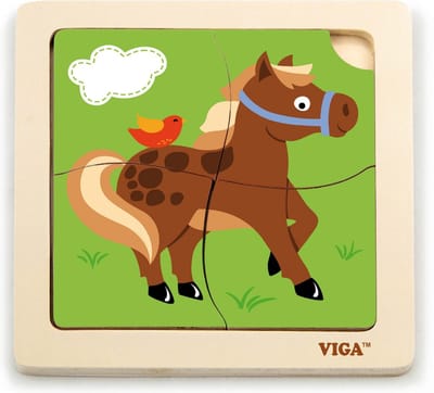 Viga Toys Legpuzzel Paard Junior 15 Cm Hout 4 Stukjes