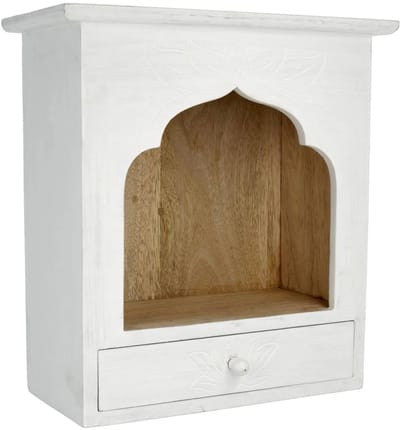 Altaar mangohout whitewash - 30 cm x 28 cm x 14 cm