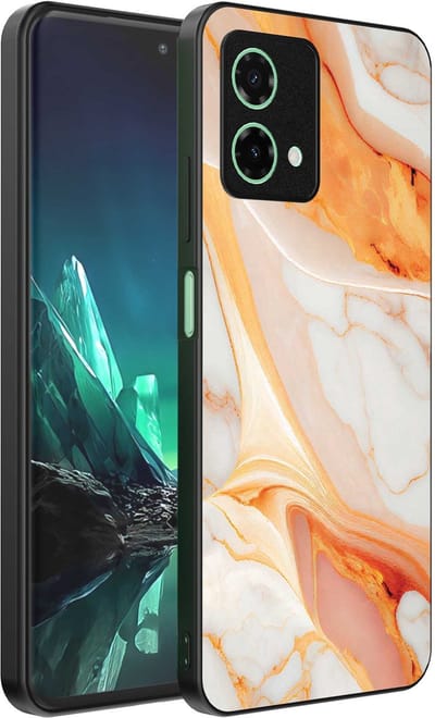 Geschikt voor Motorola Edge 40 Neo Telefoonhoesje met marmer opdruk - TPU backcover case marble design - Oranje - Smartphonica geschikt voor Motorola Edge 40 Neo