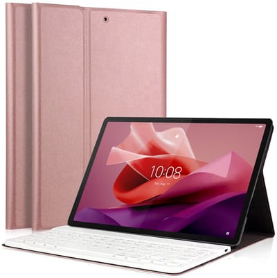 Hoes met toetsenbord geschikt voor Lenovo Tab P12 12.7 inch 2023 - Keyboard Book Case Cover Hoesje Rosegoud