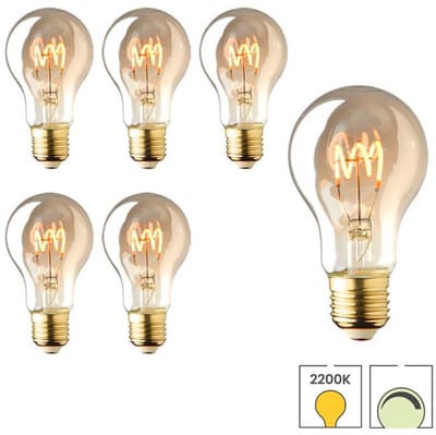 Lybardo - E27 LED Lamp - 6-pack - 2W Dimbaar - 2200K Extra Warmwit Licht