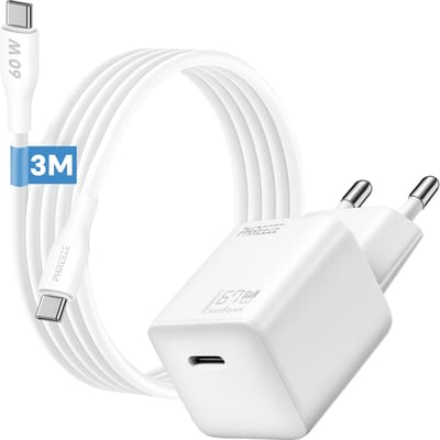 65w usb c stekker - usb C kabel 3 meter - GaN - usb C oplader - usb c naar usb c - oplader met kabel voor telefoon, tablet en laptop - 3 meter lang - snellader