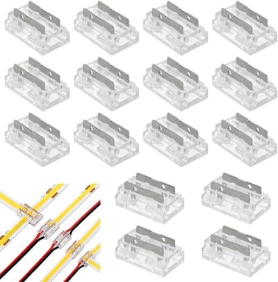 Ledstrip Connectoren - Verbindingsstukken - Verlichting Installeren - Soldeerloos Ontwerp - 20 Stuks 8 mm - Transparant